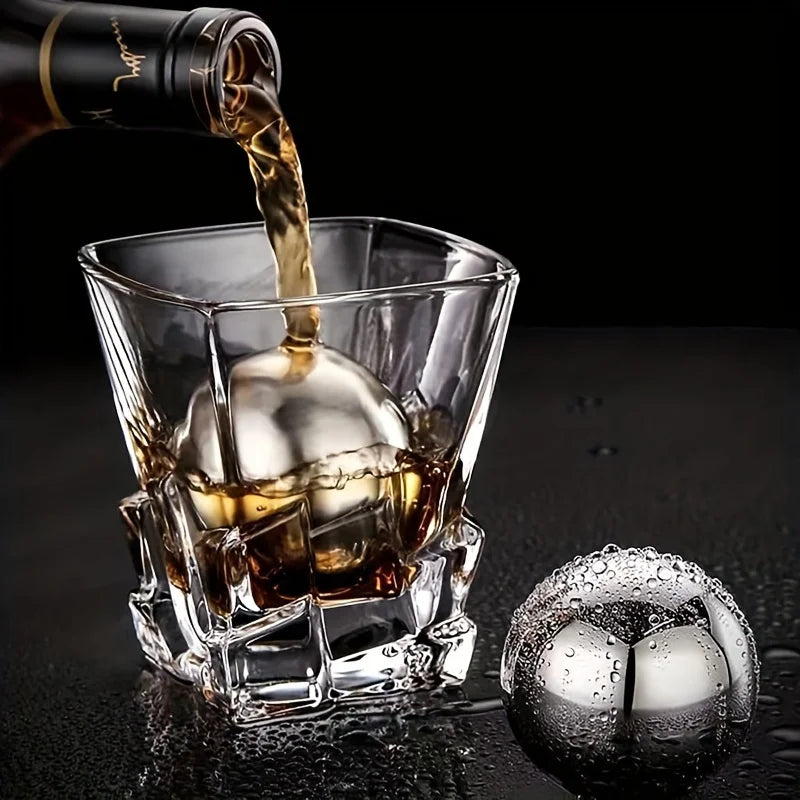 Bolas de Gelo em Aço Inoxidável para Whisky - Resfriamento Rápido