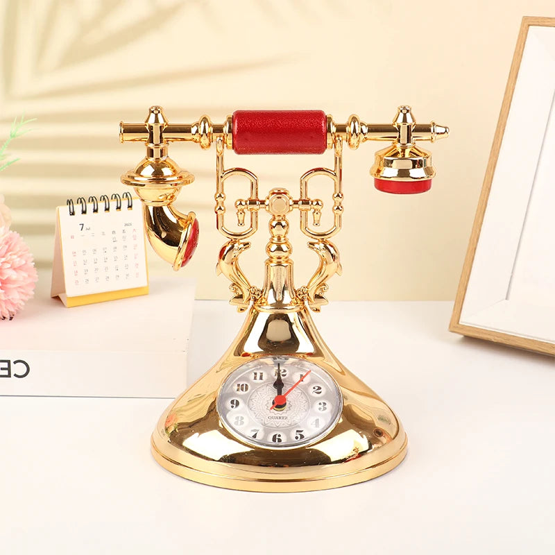 Despertador modelo de telefone retro, Timekeeper criativo, ornamento desktop para sala de casa, decoração de cabeceira