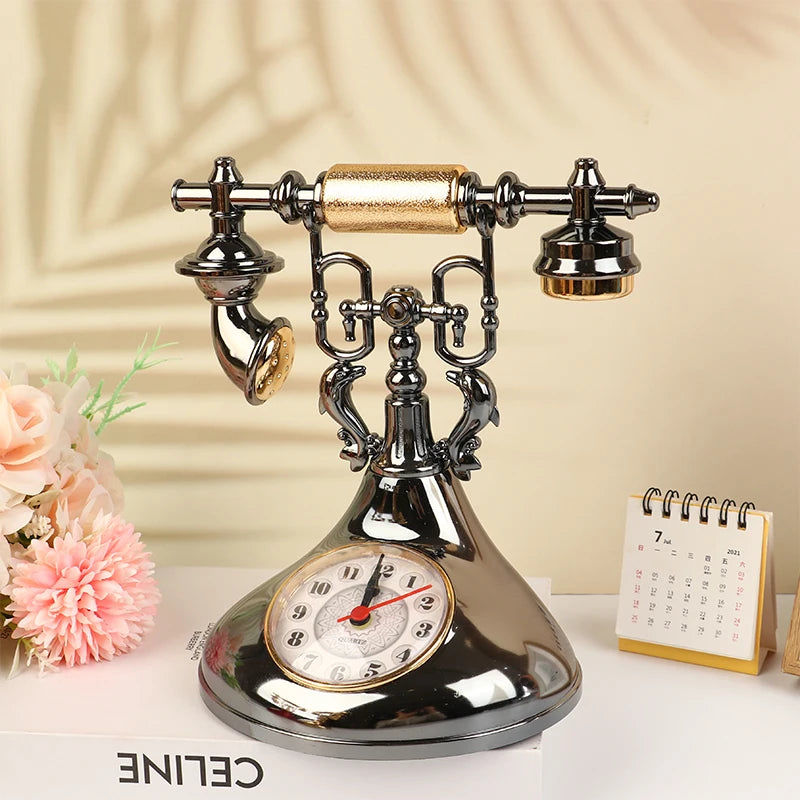 Relógio Despertador Retro de Mesa - Estilo Telefone Vintage