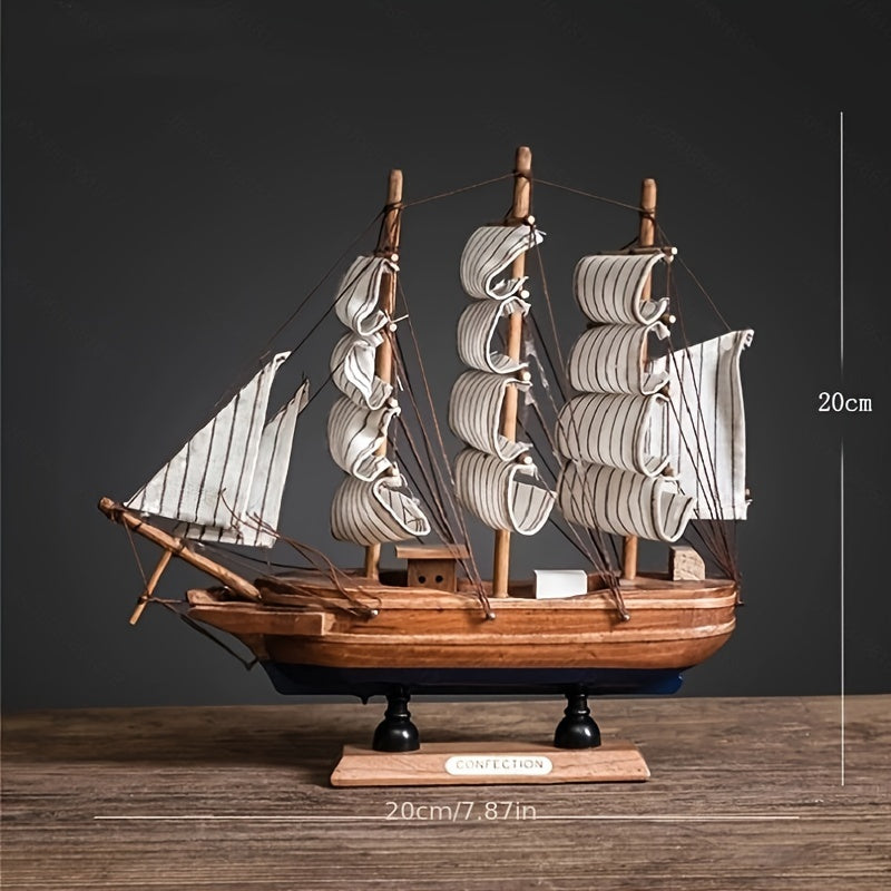 Modelo de Barco à Vela Rústico em Madeira