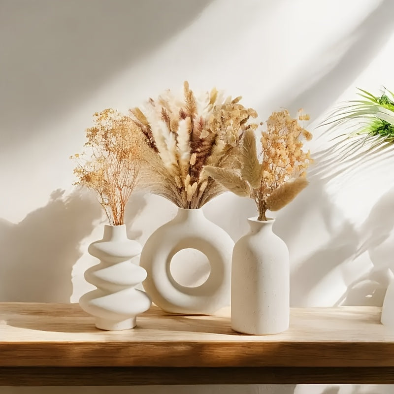 Conjunto de 3 Vasos de Cerâmica Boho - Decoração Elegante para Casa, Casamento e Ambientes