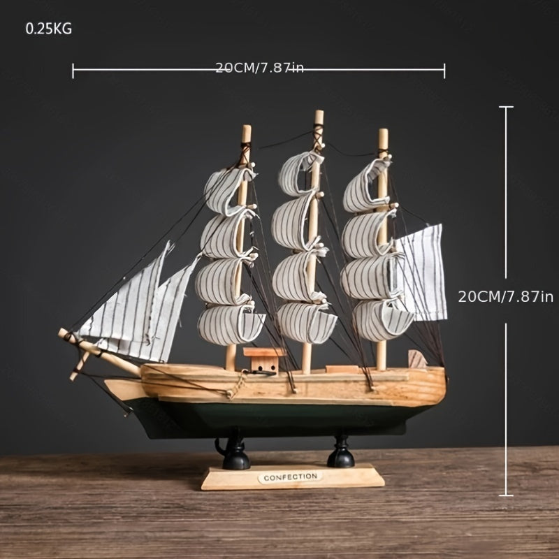 Modelo de Barco à Vela Rústico em Madeira