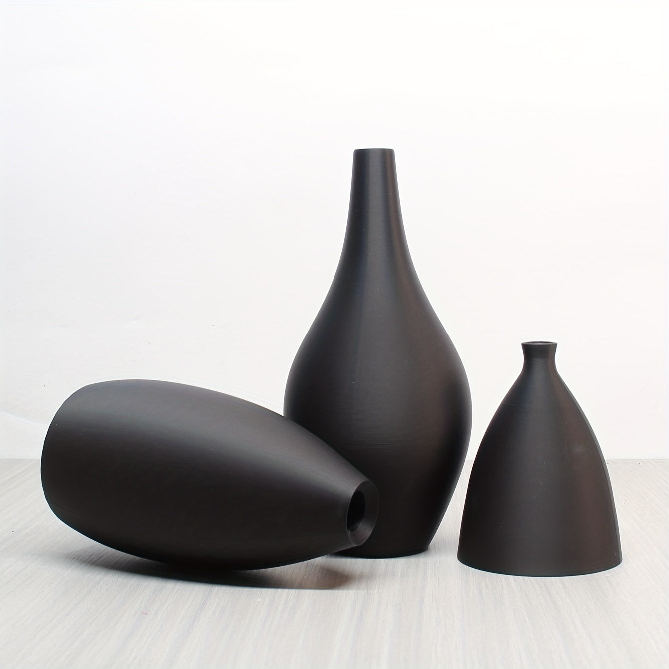 Conjunto de 3 Vasos Foscos - Decoração Boho Minimalista para Sala, Mesa de Jantar e Estante