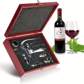 9-Piece Stainless Steel Wine Opener Set, Manual Corkscrew with Foil Cutter, Pourer, Vacuum Stopper, Ideal Gift for Wine Lovers, Kitchen Gadget