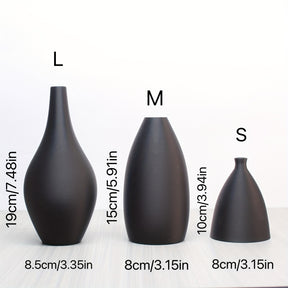 Conjunto de 3 Vasos Foscos - Decoração Boho Minimalista para Sala, Mesa de Jantar e Estante