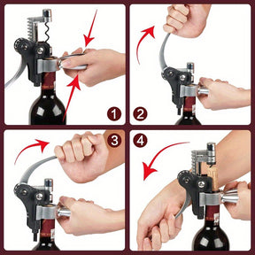 9-Piece Stainless Steel Wine Opener Set, Manual Corkscrew with Foil Cutter, Pourer, Vacuum Stopper, Ideal Gift for Wine Lovers, Kitchen Gadget
