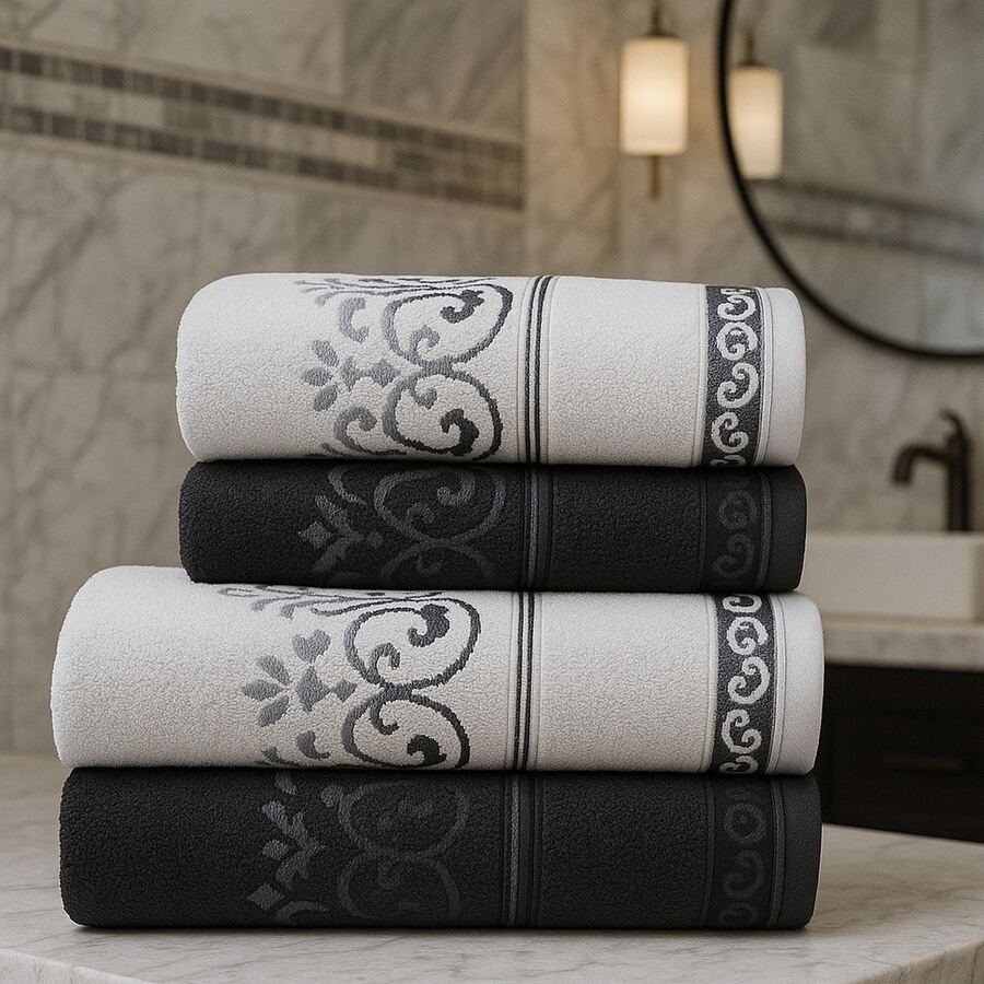 Kit 4 Toalhas de Banho Bordadas Elegance – Macias e Sofisticadas