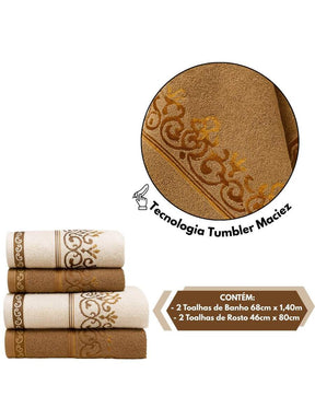 Kit 4 Toalhas de Banho Bordadas Elegance – Macias e Sofisticadas