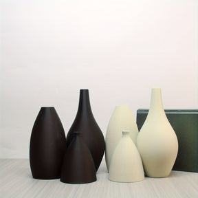 Conjunto de 3 Vasos Foscos - Decoração Boho Minimalista para Sala, Mesa de Jantar e Estante