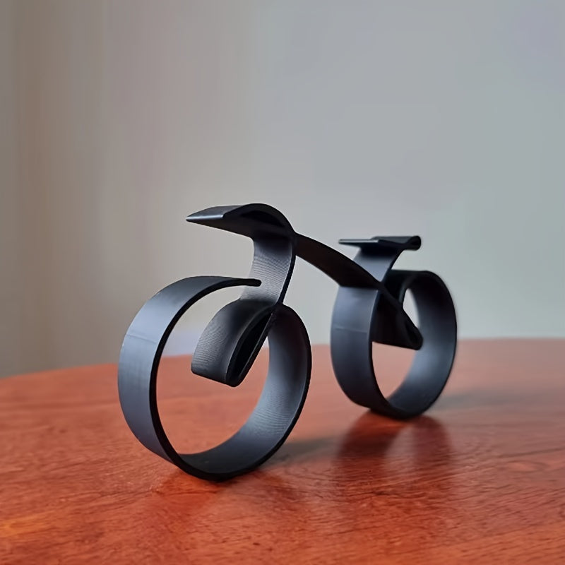 Escultura Abstrata de Bicicleta em Metal Preto - Decoração Moderna para Ambientes Sofisticados