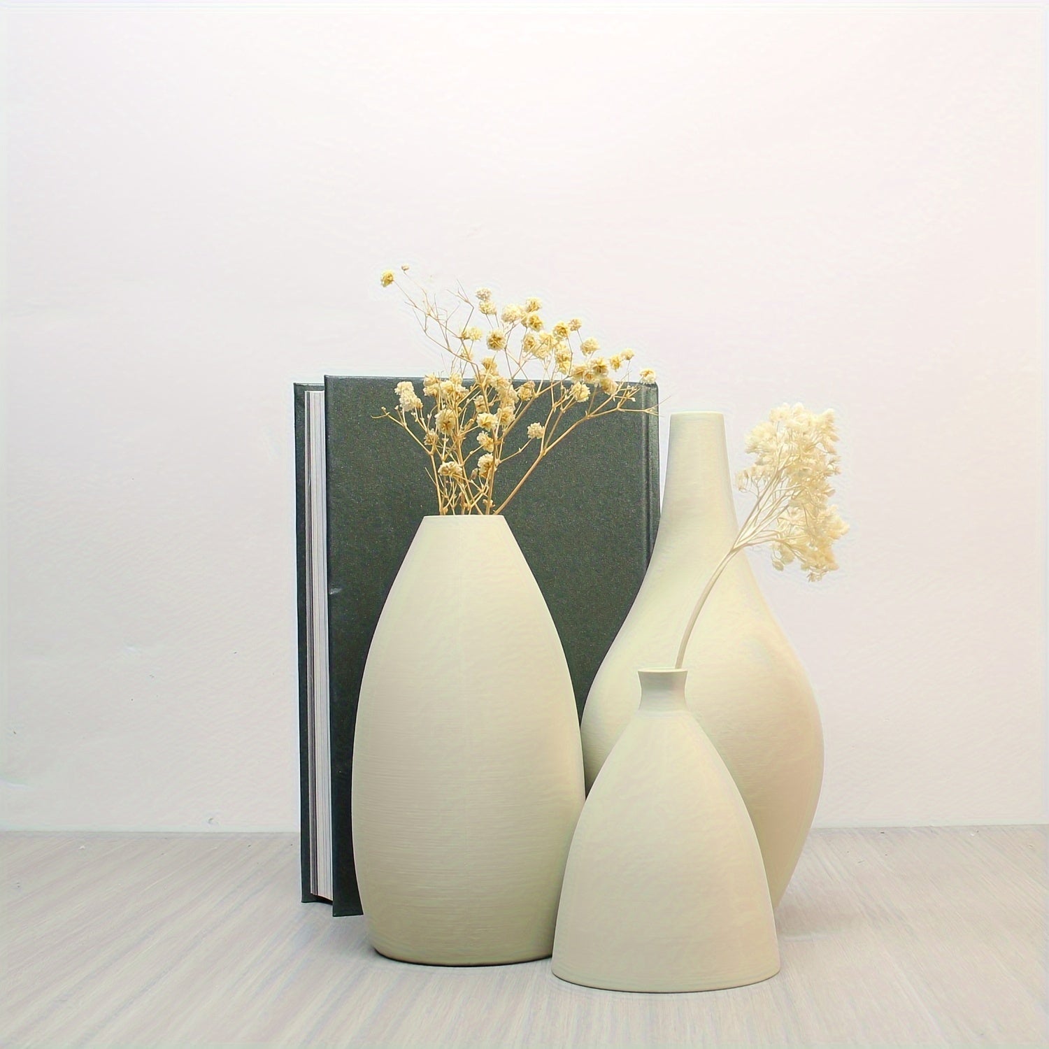 Conjunto de 3 Vasos Foscos - Decoração Boho Minimalista para Sala, Mesa de Jantar e Estante