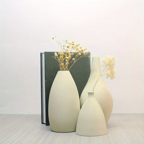 Conjunto de 3 Vasos Foscos - Decoração Boho Minimalista para Sala, Mesa de Jantar e Estante