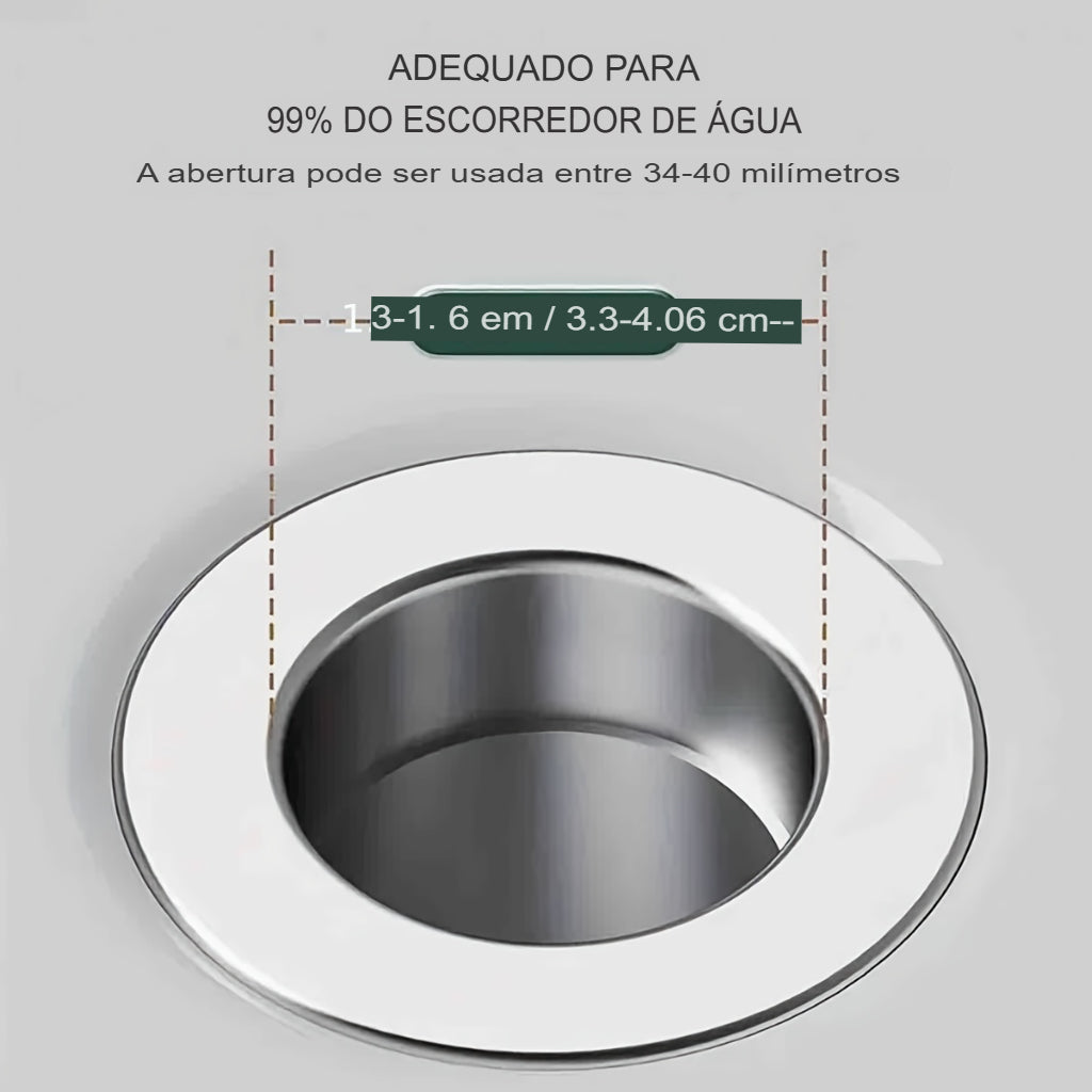 Tampa de Ralo Pop-Up de Aço Inox para Pia de Banheiro com Filtro Antiodor