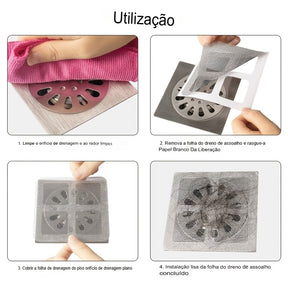 Kit com 10 Adesivos Captadores de Cabelo para Ralo - Anti-Entupimento e à Prova de Insetos