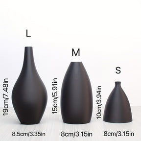 Conjunto de 3 Vasos Foscos - Decoração Boho Minimalista para Sala, Mesa de Jantar e Estante