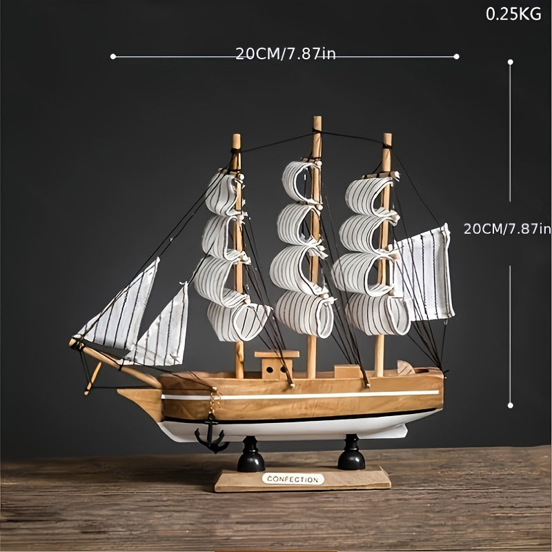 Modelo de Barco à Vela Rústico em Madeira