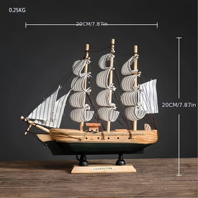 Modelo de Barco à Vela Rústico em Madeira