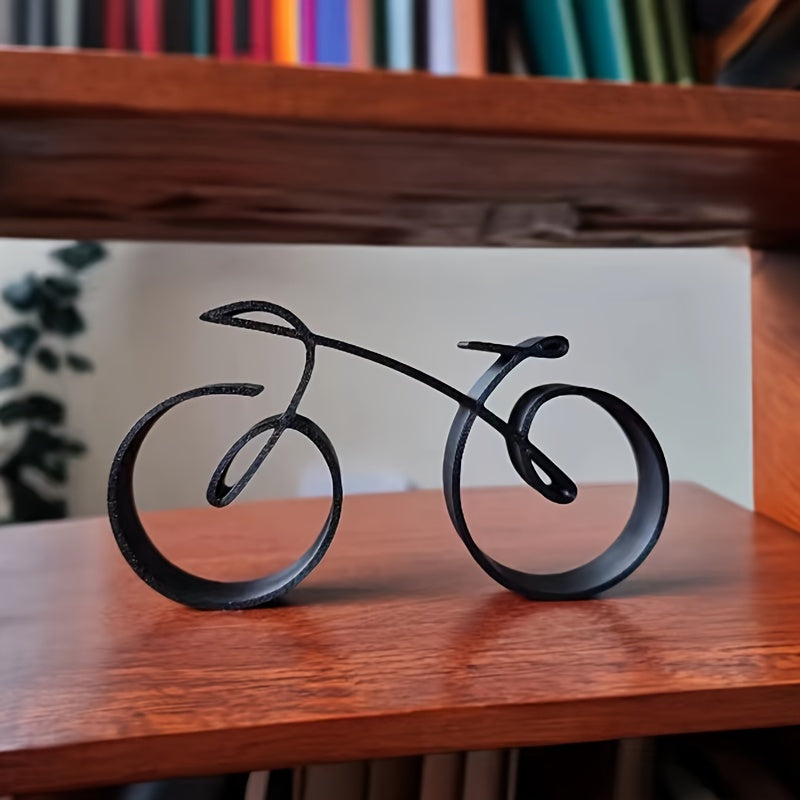 Escultura Abstrata de Bicicleta em Metal Preto - Decoração Moderna para Ambientes Sofisticados