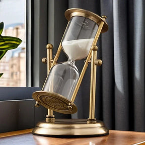 Ampulheta de Metal com Coroa Rotativa - Decoração Elegante
