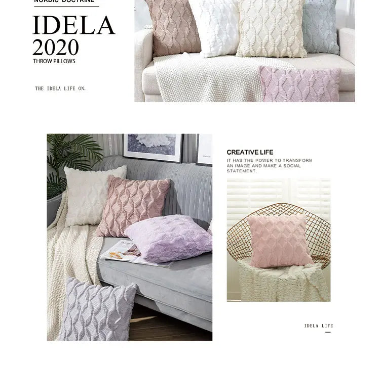 Capa de Almofada Plush Aconchegante para Sofá e Sala
