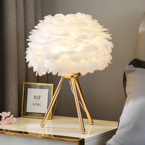 Luminária de Mesa com Penas para Quarto - Estilo Romântico