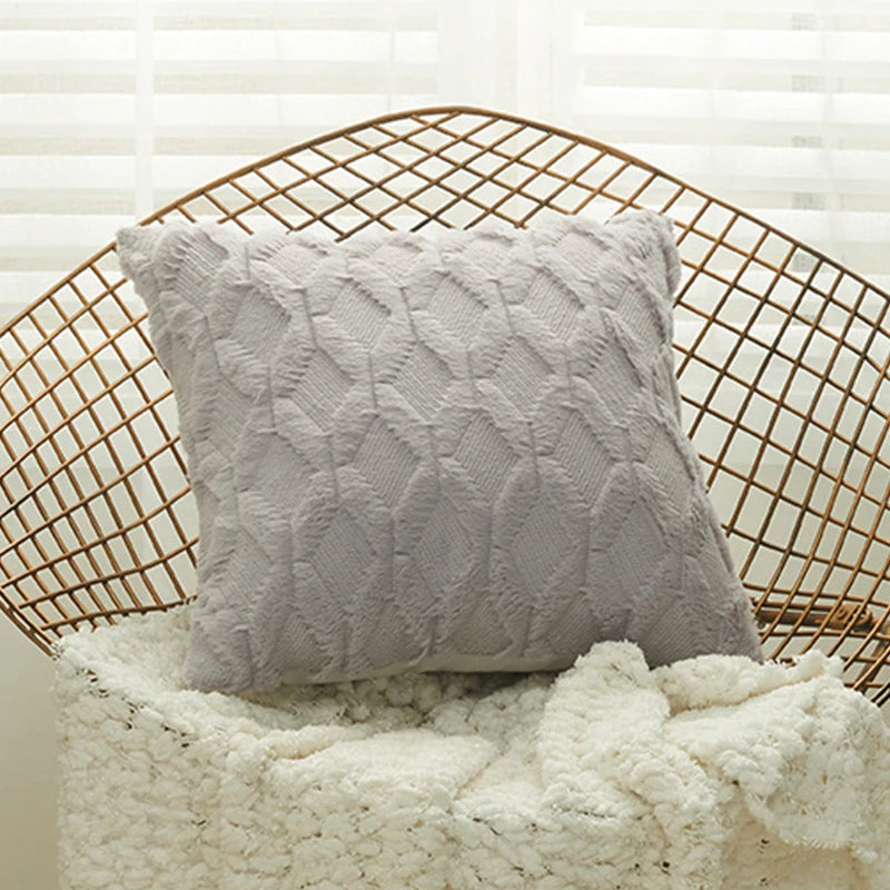 Capa de Almofada Plush Macia Felpuda para Cama e Sofá