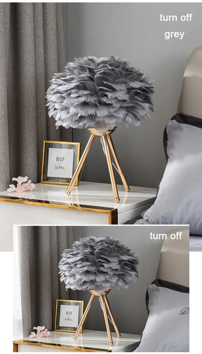 Luminária de Mesa com Penas para Quarto - Estilo Romântico
