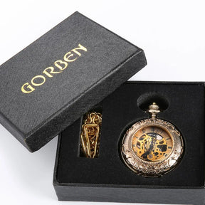 Relógio de Bolso Steampunk Luxo Ouro com Corrente