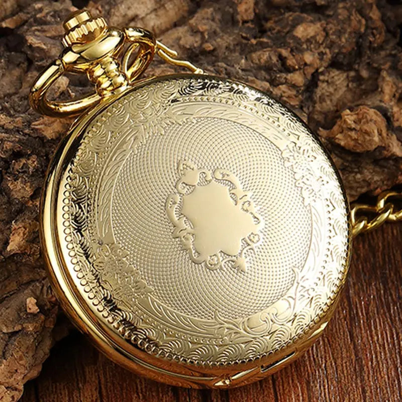 Relógio de Bolso Mecânico Dourado Vintage Steampunk