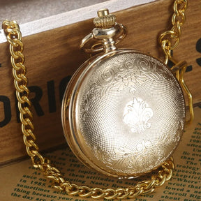 Relógio de Bolso Steampunk Luxo Ouro com Corrente