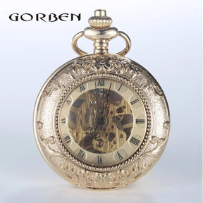 Relógio de Bolso Steampunk Luxo Ouro com Corrente