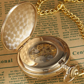 Relógio de Bolso Steampunk Luxo Ouro com Corrente