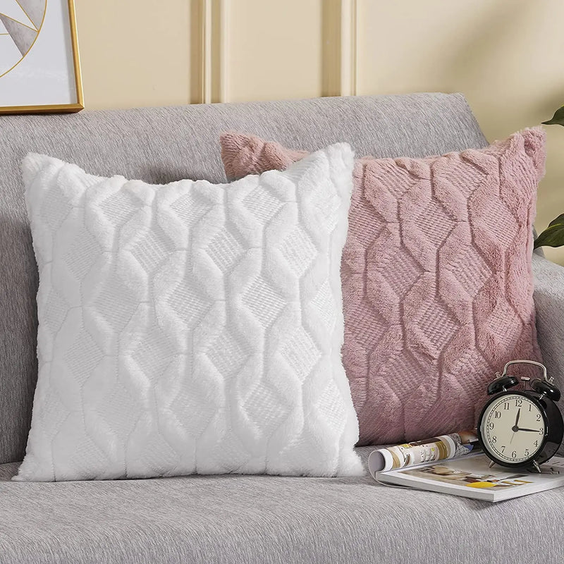 Capa de Almofada Plush Macia Felpuda para Cama e Sofá
