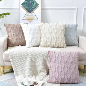 Capa de Almofada Plush Macia Felpuda para Cama e Sofá