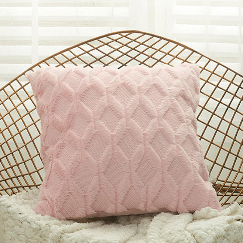 Capa de Almofada Plush Macia Felpuda para Cama e Sofá