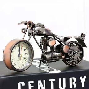 Cor Bronze Motocicleta Relógio Ornamentos, Relógio de mesa criativo, Decoração do quarto, Decoração de mesa