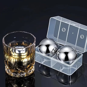 Bolas de Gelo em Aço Inoxidável para Whisky - Resfriamento Rápido