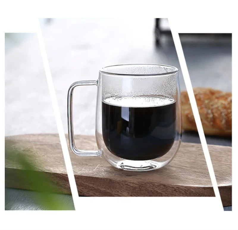 Caneca de Vidro Borossilicato Dupla Parede 150-350ml