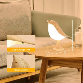 Luminária Pássaro LED Touch Art Déco Recarregável