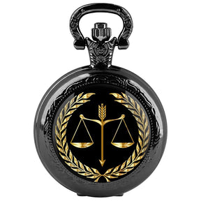 Relógio Quartz de Bolso com Corrente Fob para Homens e Mulheres, Requintado Equilíbrio de Justiça e Equidade, Colar De Cúpula De Vidro, Presentes Pingente
