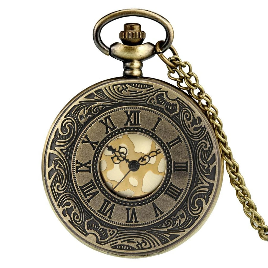 Relógio de Bolso Vintage Steampunk com Numerais Romanos