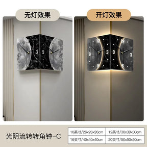 Criativo dupla face relógio de parede, lua relógio luminoso, luz de controle remoto, pintura decorativa, canto, novo, 2024