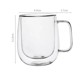 Caneca de Vidro Borossilicato Dupla Parede 150-350ml