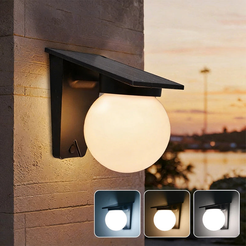 Arandela Solar Externa Esférica IP65 Três Cores