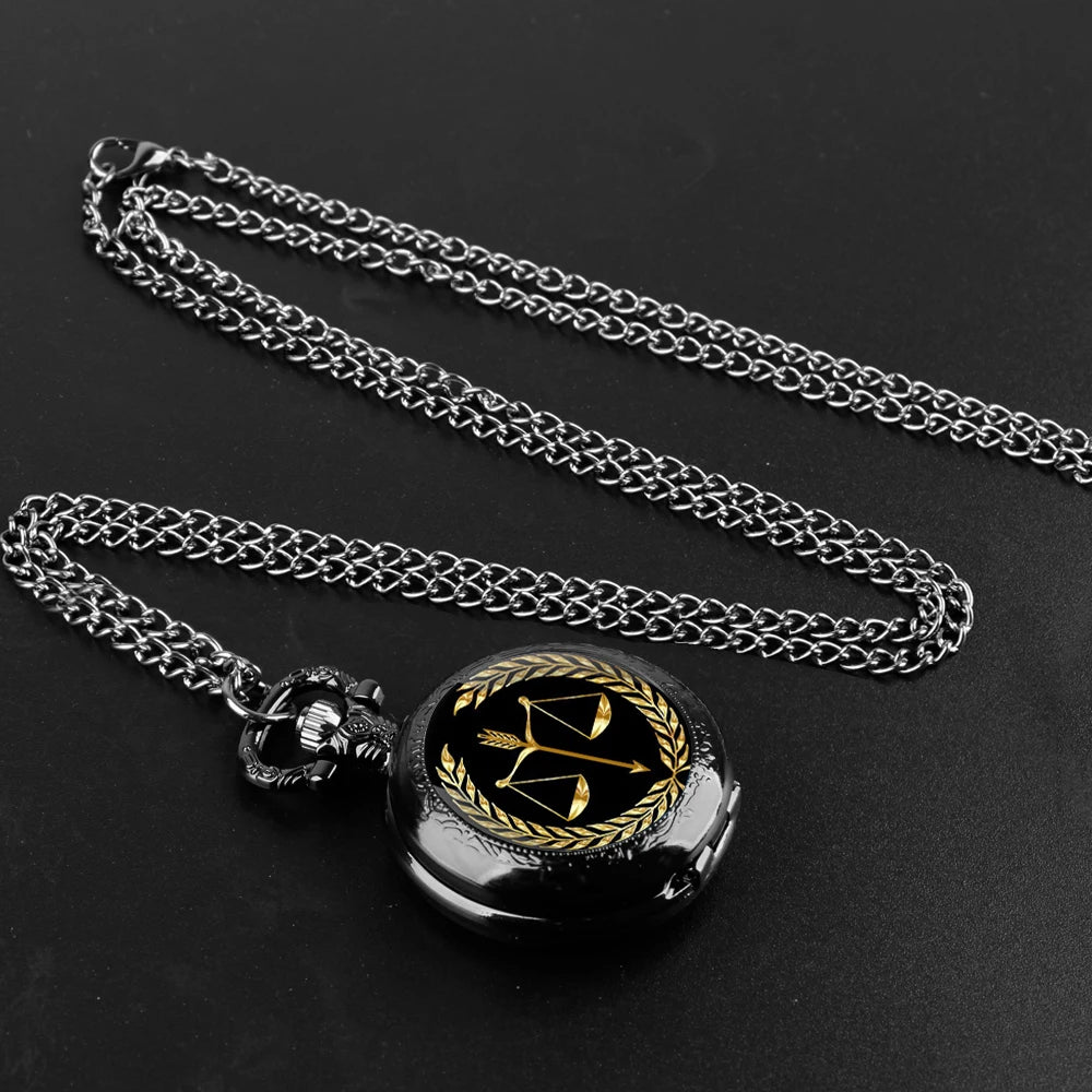 Relógio de Bolso Vintage com Corrente - Justiça e Equidade