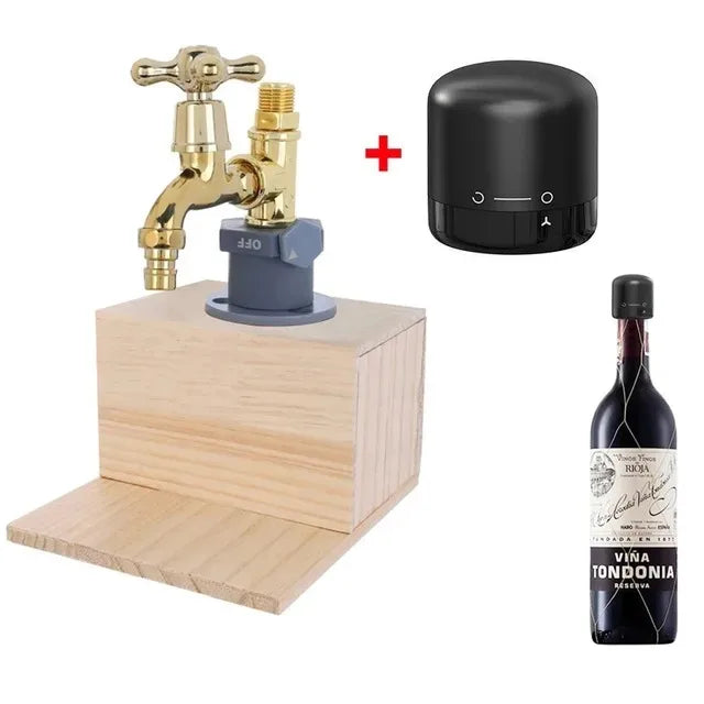 Dispenser de Bebidas em Formato de Torneira de Madeira - Presente para Bar