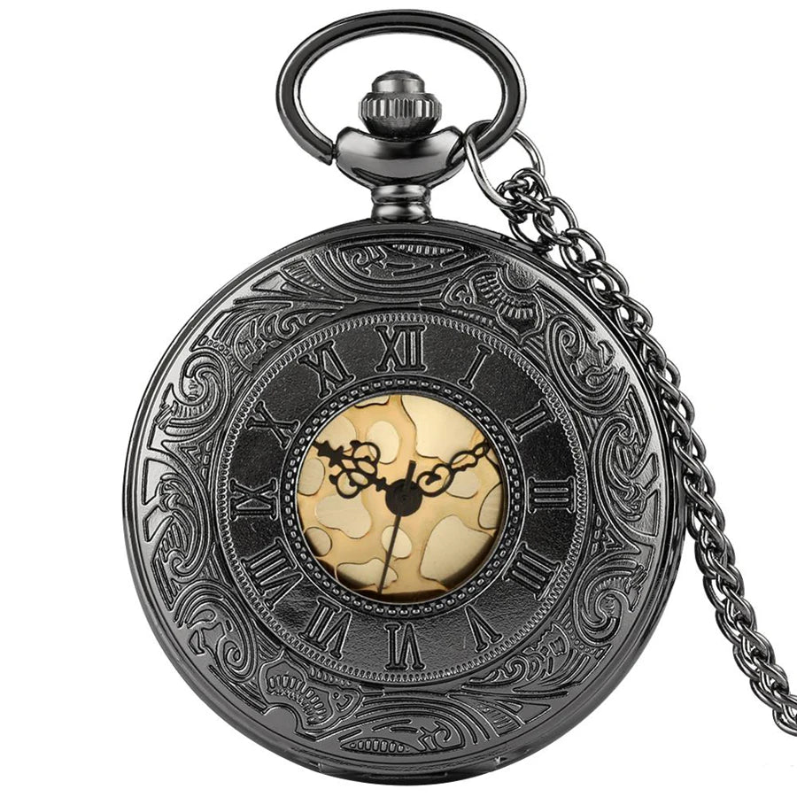 Relógio de Bolso Vintage Steampunk com Numerais Romanos