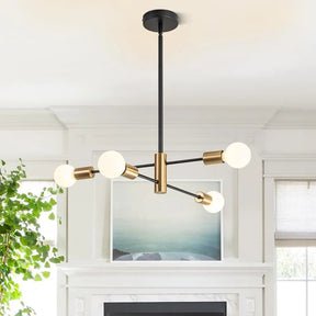 Lustre Sputnik Nórdico Preto LED - Pendente Moderno para Sala