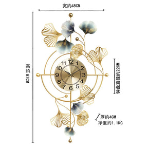 Relógio de Parede Moderno em Metal Dourado
