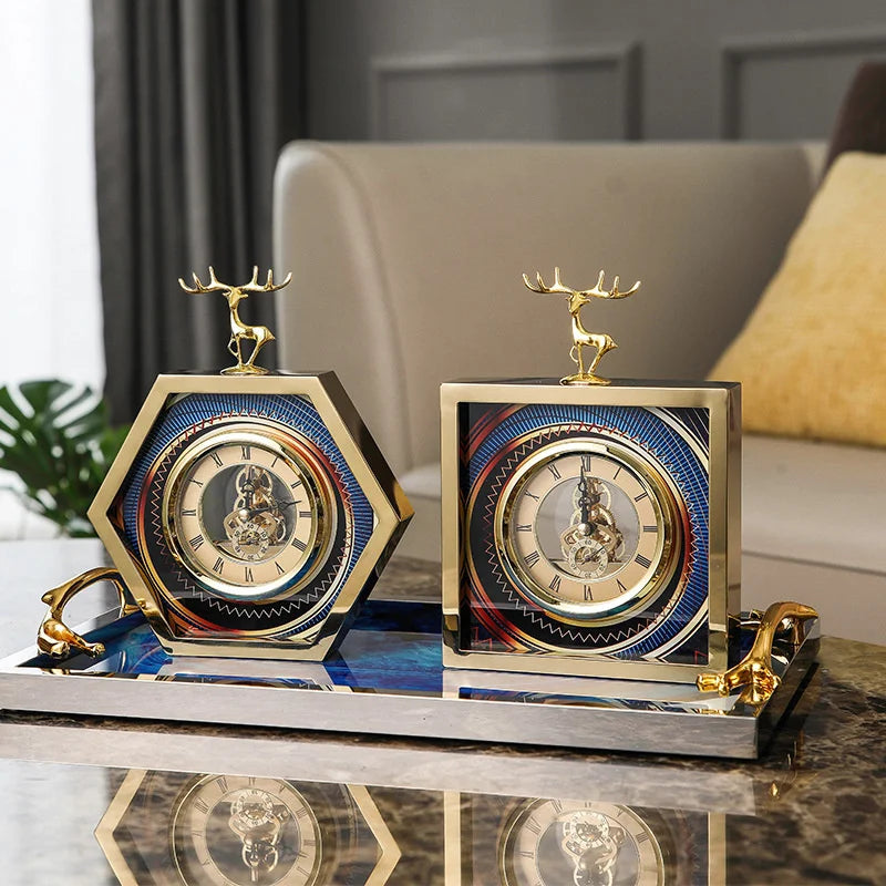 Relógio de Mesa Vintage com Pássaro Dourado